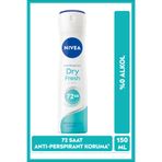 NIVEA Kadın Sprey Deodorant Dry Fresh 150ml,72 Saat Terleme ve Ter Kokusu Karşıtı, Alkolsüz,Ekstra Kuruluk