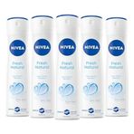 NIVEA Kadın Sprey Deodorant Fresh Natura 150 ml, Ter ve Ter Kokusuna Karşı 48 Saat Koruma,Alüminyum İçermez,x5 Adet