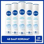 Nivea Kadın Sprey Deodorant Fresh Natural 150ml, Ter Kokusuna Karşı 48 Saat Koruma, X5 Adet - 150 ml