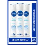 NIVEA Kadın Sprey Deodorant Fresh Natural 150ml, Ter Kokusuna Karşı 72 Saat Koruma, Alüminyumsuz, X3 Adet