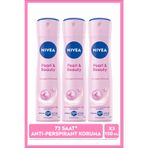 NIVEA Kadın Sprey Deodorant Pearl&Beauty 150ml, 48 Saat Anti-perspirant Koruma, X3 Adet P09734