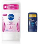 NIVEA Kadın Stick Deodorant Pearl&Beauty,48 Saat Anti-perspirant Koruma 50ml ve NIVEA Men Erkek Stick Deodorant Fresh Active Ter ve Ter Kokusuna Karşı 48 Saat Deodorant Koruması, 50 ml