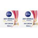 NIVEA Kırışıklık Karşıtı + Sıkılaştırıcı Krem Yaş 45+ (50 ml), Yaşa Özel Yüz Bakım Kremi, Kayısı Çekirdeği ve Shea Yağı ile Yoğun Cilt Bakım, UV Filtresi ile Güneş Koruması (2 paketi)