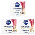 NIVEA Kırışıklık Karşıtı + Sıkılaştırıcı Krem Yaş 45+ (50 ml), Yaşa Özel Yüz Bakım Kremi, Kayısı Çekirdeği ve Shea Yağı ile Yoğun Cilt Bakım, UV Filtresi ile Güneş Koruması (3 paketi)