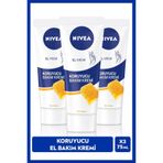 NIVEA Koruyucu El Bakım Kremi Bal Mumu 75ml, Nemlendirici, Yağlı His Bırakmaz, Gül Kokusu, X3 Adet