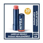 Nivea Lip Care Nivea Renkli Mercan 4.8 G SPF30 Doğal E Vitamini Dudak ve Yanaklar İçin Dudak Bakım Kremi