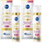 NIVEA Luminous630 Leke Karşıtı Gündüz Bakım Kremi 40ml, SPF50 Yüksek Güneş Koruyucu, Hyaluronik Asit, E vitamini, Hassas Cilt, Yüz Güneş Koruyucu, Koyu Leke, Güneş Lekesi Karşıtı (2 paketi)