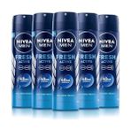 Nıvea Men 150 ml x 5 Adet Erkek Sprey Deodorant Fresh Active 48 Saat Süren Koruma İçin Tasarlandı - standart