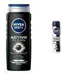 Nivea Men Active Clean 500 ml Duş Jeli ve Men Black White Invisible 150 ml Erkek Sprey Deodorant
