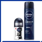 Nivea Men Deep Dimension 150 ml Erkek Sprey Deodorant ve Black & White Invisible Original 25 ml 72 Saat Anti-Perspirant Mini Roll-On