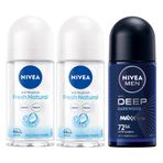 Nivea Men Deep Dimension 50 ml Erkek Roll On Deodorant ve Fresh Natural 50 ml Kadın Roll On Deodorant