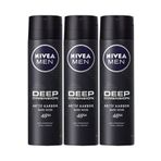 NIVEA Men Deep Dimension Aktif Karbon Dark Wood Maskülen Odunsu Koku 48h Erkek Deodorant X 3 Adet