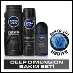Nivea Men Deep Dimension Duş Jeli 500ML+ Sprey Deodorant 150ML + Roll On Deodorant 50ML + Banyo Lif