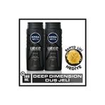 Nivea Men Deep Dimension Duş Jeli, Vücut, Yüz Ve Saç Şampuanı 500 ml x2 Adet, Banyo Lifi Hediye