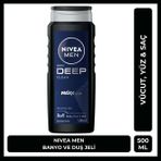 NIVEA MEN Deep Dimension Erkek Duş Jeli 500ml; 3ü1 Arada Vücut; Saç ve Yüz için Pratik Kullanım