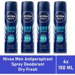Nivea Men Dry Fresh 4x150 ml Sprey Deodorant