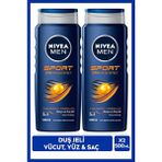 Nivea Men Duş Jeli Sport, Vücut, Yüz Ve Saç 500 ml x2 Adet, Saç Şampuanı