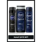 NIVEA MEN Erkek Bakım Çeyiz Seti Sprey Deodorant 150ml, Deep Dimension Tıraş Jeli 200ml, Duş Jeli 500ml
