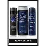 NIVEA MEN Erkek Bakım Damat Çeyiz Seti, Duş Jeli 500ml, Sprey Deodorant 150ml ve Tıraş Jeli 200ml