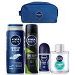 NIVEA MEN Erkek Çeyiz Bohçası, Duş Jeli 500ml, Tıraş Sonrası Losyon, Sprey Deodorant, Roll-on, Ter Karşıtı