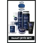 NIVEA MEN Erkek Çeyiz Seti, Deodorant, Tıraş Jeli, Duş Jeli, Losyon, Yüz Temizleme Jeli, Krem,Çanta Hediye