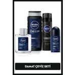 NIVEA MEN Erkek Damat Bakım Çeyiz Seti,Duş Jeli 500 ml,Losyon 100 ml,Tıraş Köpüğü,Roll-on 50 ml