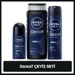 Nivea MEN Erkek Damat Çeyiz Bohça Seti Deep Dimension, Duş Jeli 500ml, Sprey Deodorant 150ml, Roll-on 50ml - 150 ml