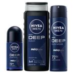 Nivea MEN Erkek Damat Çeyiz Bohça Seti Deep Dimension, Duş Jeli 500ml, Sprey Deodorant 150ml, Roll-on 50ml