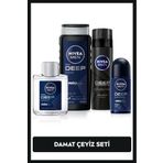 Nivea MEN Erkek Damat Çeyiz Bohça Seti, Duş Jeli 500ml, Roll-on 50ml, Losyon 100ml, Tıraş Köpüğü 200ml