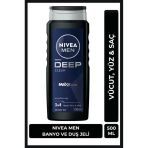Nıvea Men Erkek Deep Dimension Banyo Ve Duş Jeli 500Ml, 3Ü 1 Arada Komple Bakım, Vücut Saç Yüz
