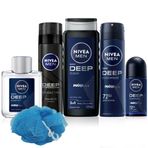 NIVEA MEN Erkek Deep Dimension Damat Çeyiz Bakım Seti, Sprey Deodorant 150ml, Duş Jeli 500ml, Tıraş köpüğü 200ml, Tıraş Sonrası Losyon 100ml ve Roll-on 50ml