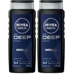 NIVEA MEN Erkek Deep Dimension Duş Jeli 500 ml,Derinlemesine Temizlik,Bakımlı Cilt,Vücut,Yüz ve Saç İçin,Ferah Koku,Aktif Karbon (2 paketi)