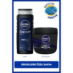 NIVEA MEN Erkek Deep Dimension Duş Jeli 500ml ve Deep Impact Nemlendirici El Vücut Kremi 400ml, Lif Hediye