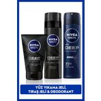 NIVEA Men Erkek Deep Dimension Sprey Deodorant 150ml, Tıraş Jeli 200ml Ve Yüz Sakal Temizleme Jeli 100ml