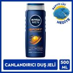Nıvea Men Erkek Duş Jeli Sport 500ML, Canlandırıcı Etki, Mineral, Vücut Saç ve Yüz, Banyo Lifi Hediyeli - 500 ml
