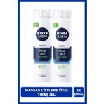 NIVEA MEN Erkek Hassas Ciltlere Özel Tıraş Jeli 200ml, Tahriş ve Kesik Karşıtı, Alkolsüz Formül, X2 Adet