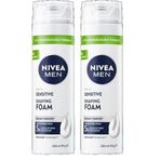 NIVEA MEN Erkek Hassas Tıraş Köpüğü 200 ml, Hassas Ciltlere Özel Hızlı Koruma, Yanma Karşıtı, Alkolsüz Formül (2 paketi)