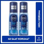 Nivea MEN Erkek Pump Sprey Deodorant Fresh Active 75 ml,Ter Kokusuna Karşı Koruma, Alüminyumsuz, X2 Adet