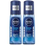 NIVEA MEN Erkek Pump Sprey Deodorant Fresh Active 75ml, Ter Ve Ter Kokusuna Karşı 48 Saat Koruma (2 paketi)