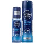 NIVEA MEN Erkek Pump Sprey Deodorant Fresh Active 75ml, Ter Ve Ter Kokusuna Karşı 48 Saat Koruma + NIVEA MEN Erkek Sprey Deodorant Fresh Active 150 ml