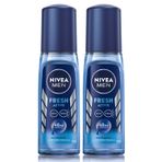 NIVEA Men Erkek Pump Sprey Deodorant Fresh Active Ter ve Ter Kokusuna Karşı 48 Saat Deodorant Koruması 75mlx2