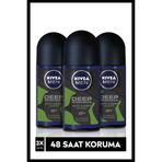 NIVEA Men Erkek Roll-on Deodorant Amazonia 50ml, 48 Saat Anti-perspirant Koruma, Ter Karşıtı, X3 Adet