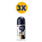 NIVEA MEN Erkek Roll-on Deodorant Black&White Invisible Güçlü Etki 50ml, 72 Saat Anti-perspirant, X3 Adet P06210