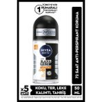 Nivea MEN Erkek Roll-on Deodorant Black&White Invisible Güçlü Etki 50ml, Ter ve Ter Kokusuna Karşı Koruma, Leke Bırakmayan Deodorant, Alkolsüz - 50 ml