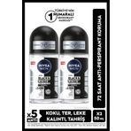 NIVEA MEN Erkek Roll-on Deodorant Black&White Invisible Original 50ml, 72 Saat Anti-perspirant, X2 Adet