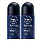 NIVEA MEN Erkek Roll On Deodorant Deep Dimension 50 ml,72 Saat Anti-perspirant Koruma,x2 Adet,Avantajlı Paket