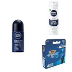 NIVEA MEN Erkek Roll On Deodorant Deep Dimension Darkwood 50ml + Tıraş Köpüğü 200 ml + BIC Hybrid 3 Flex Erkek Tıraş Bıçağı 1 Sap ve 4 Yedek Başlık (3 Bıçak)