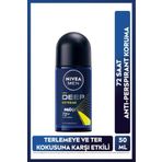 Nivea MEN Erkek Roll-on Deodorant Deep Extreme 50ml, 72 Saat Anti-perspirant Ter Koruma, Yeni Enerjik Koku