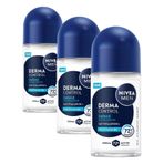 NIVEA MEN Erkek Roll on Deodorant Derma Control Defend 50 ml, 72 Saat Anti Perspirant Koruma, Tahrişe Karşı Koruma,Hyaluronik Asit, Pro Vitamin B5,Alkolsüz Formül (3 paketi)