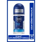 NIVEA MEN Erkek Roll-on Deodorant Fresh Active 50ml, 72 Saat Ter Koruması, Alkol İçermez, Ferahlık